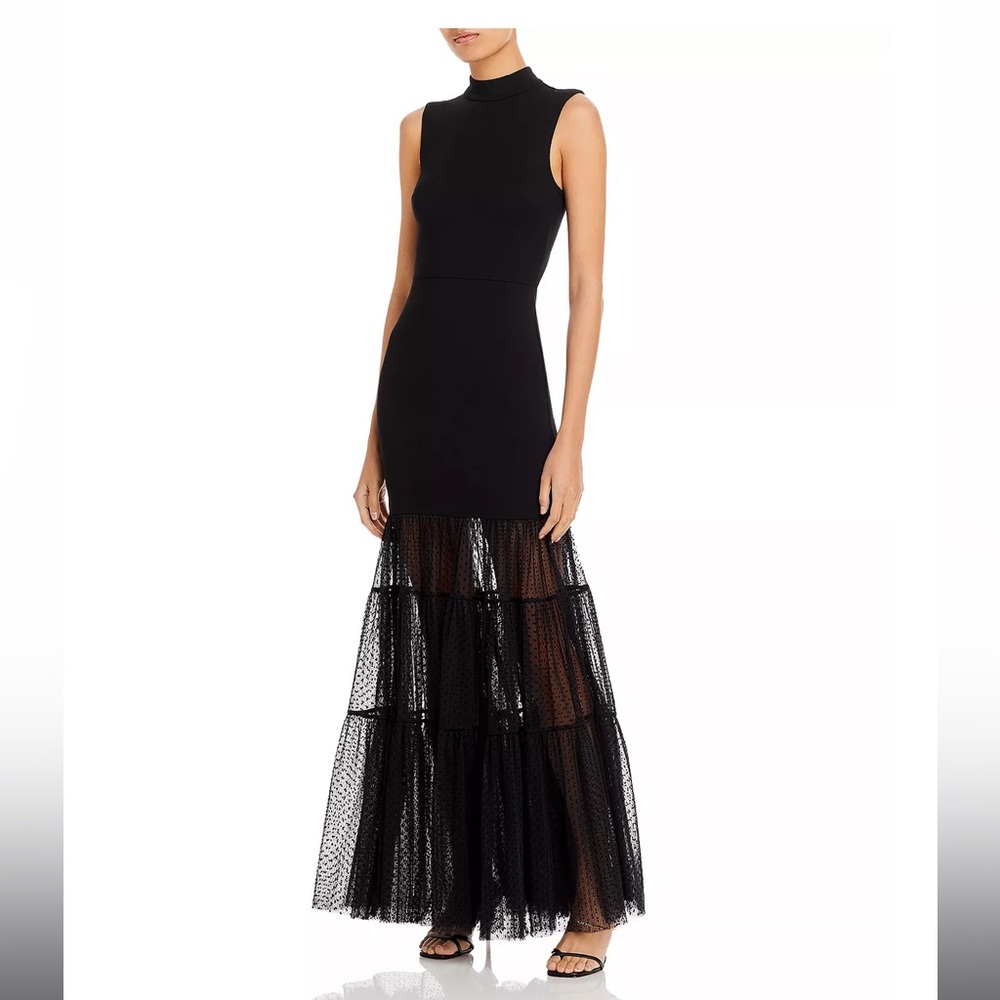 STAUD Daffodil Open-back Tiered Maxi Dress Black S/P